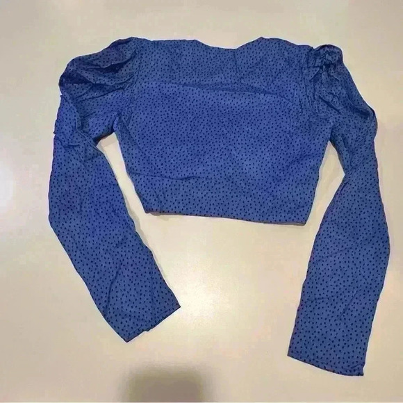 Zara Blue Ling Sleeve Crop Top size XS - Picture 4 of 4